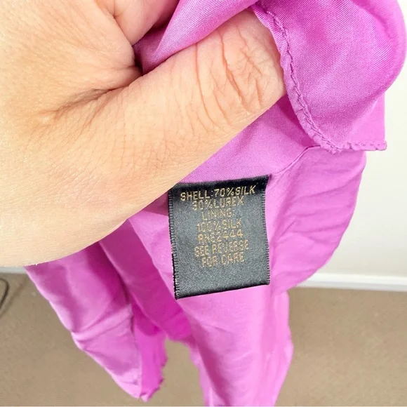 Nicole Miller Purple Metallic Floral Silk Blend Gown - Picture 10 of 10